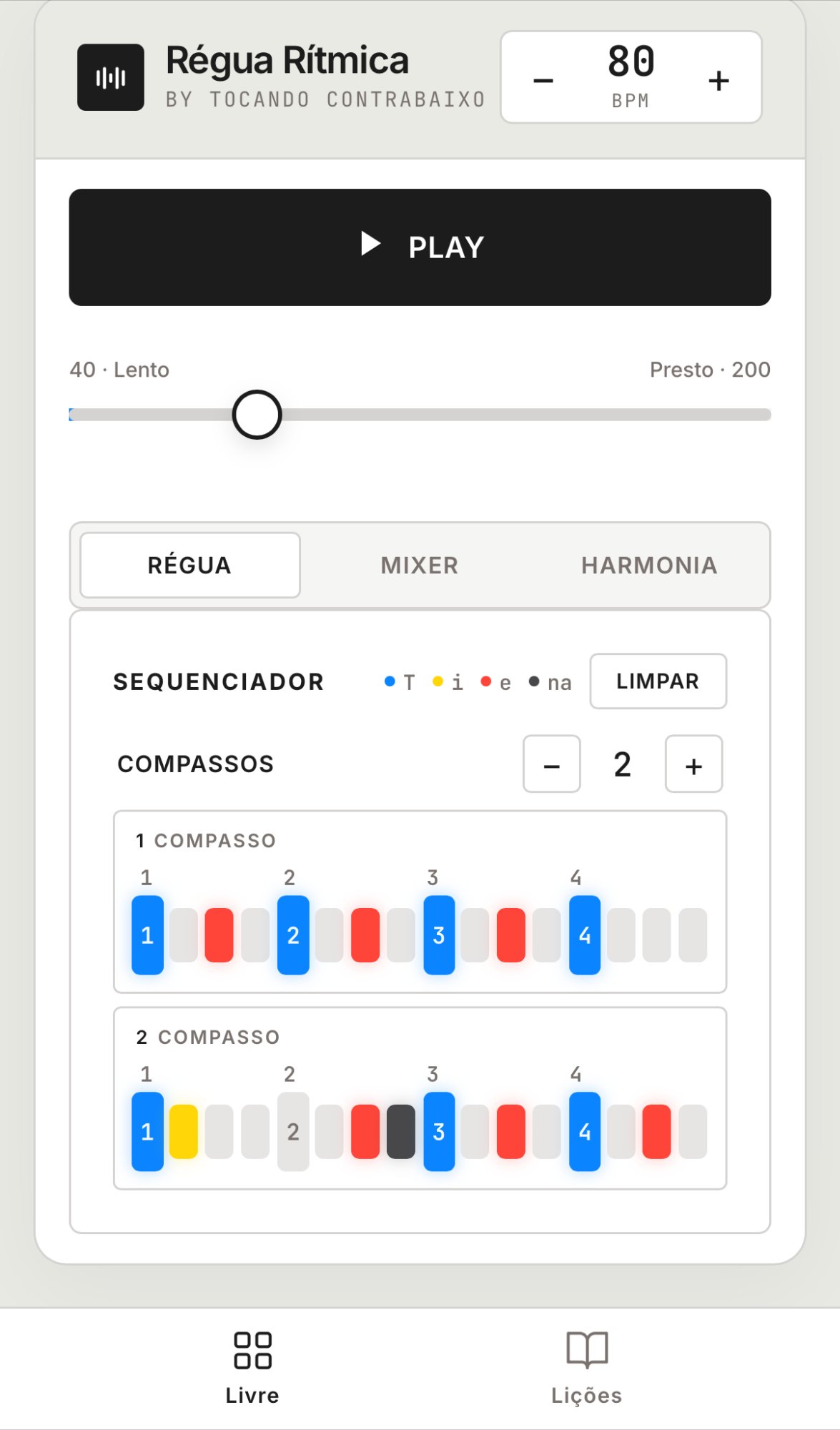 Régua Rítmica no notebook e celular